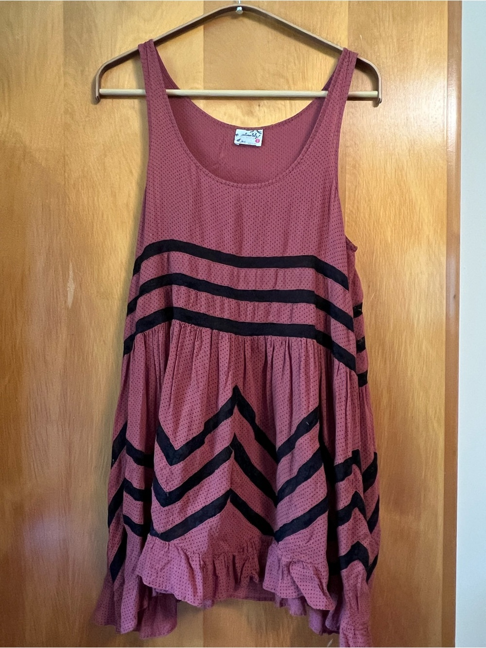 Free People Rust Pink and Black Striped High-Low Dress